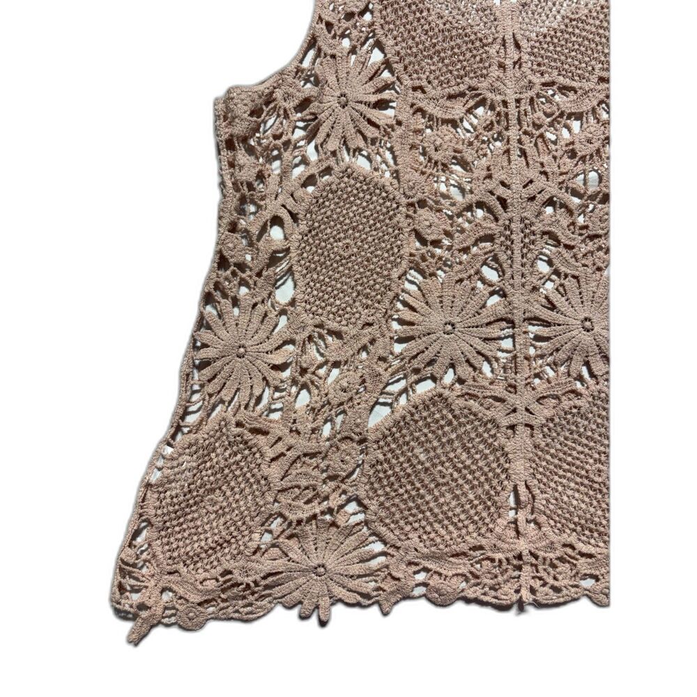 Olivia Sky Cotton Crochet Tank Top Boho Open Knit Floral Medallion Size XL - Picture 7 of 14